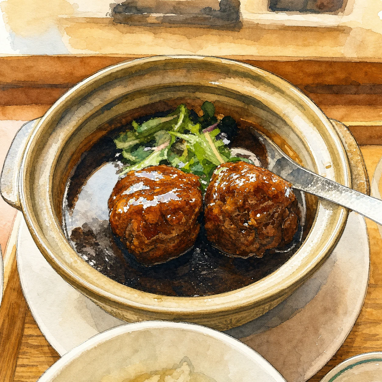 日替わりランチの土鍋料理を実写真から描き起こしたイラスト